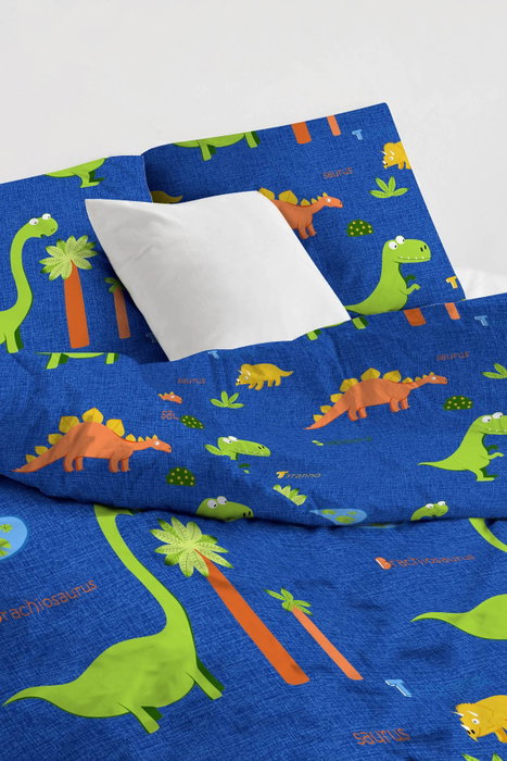 L'essentiel linge de maison Dinolar Juego de funda nórdica individual Azul oscuro